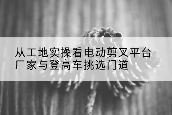滨海新区电动剪叉升降平台厂家-从工地实操看电动剪叉平台厂家与登高车挑选门道